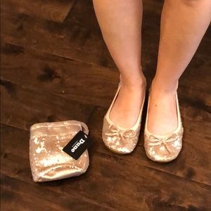 Gold Sequins Foldable Flats - Travel/Wedding/Prom